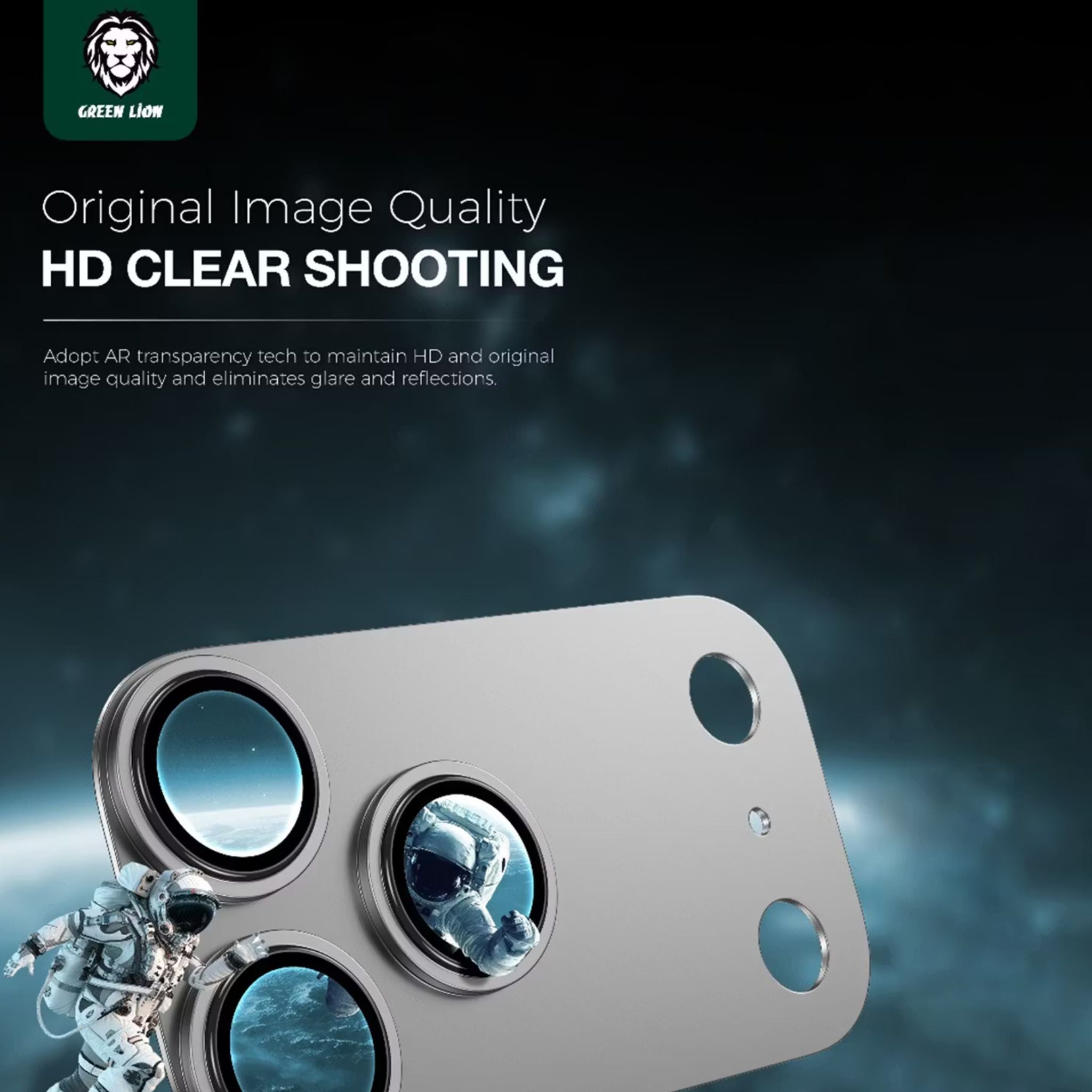 Green Lion Camera Lens Pro for iPhone 17 Pro Max, HD Clarity, Anti-Scratch, Anti-Fingerprint, Nano Absorption, Aluminum Lenses, Innovative Design, Easy Installation - Silver Titanium