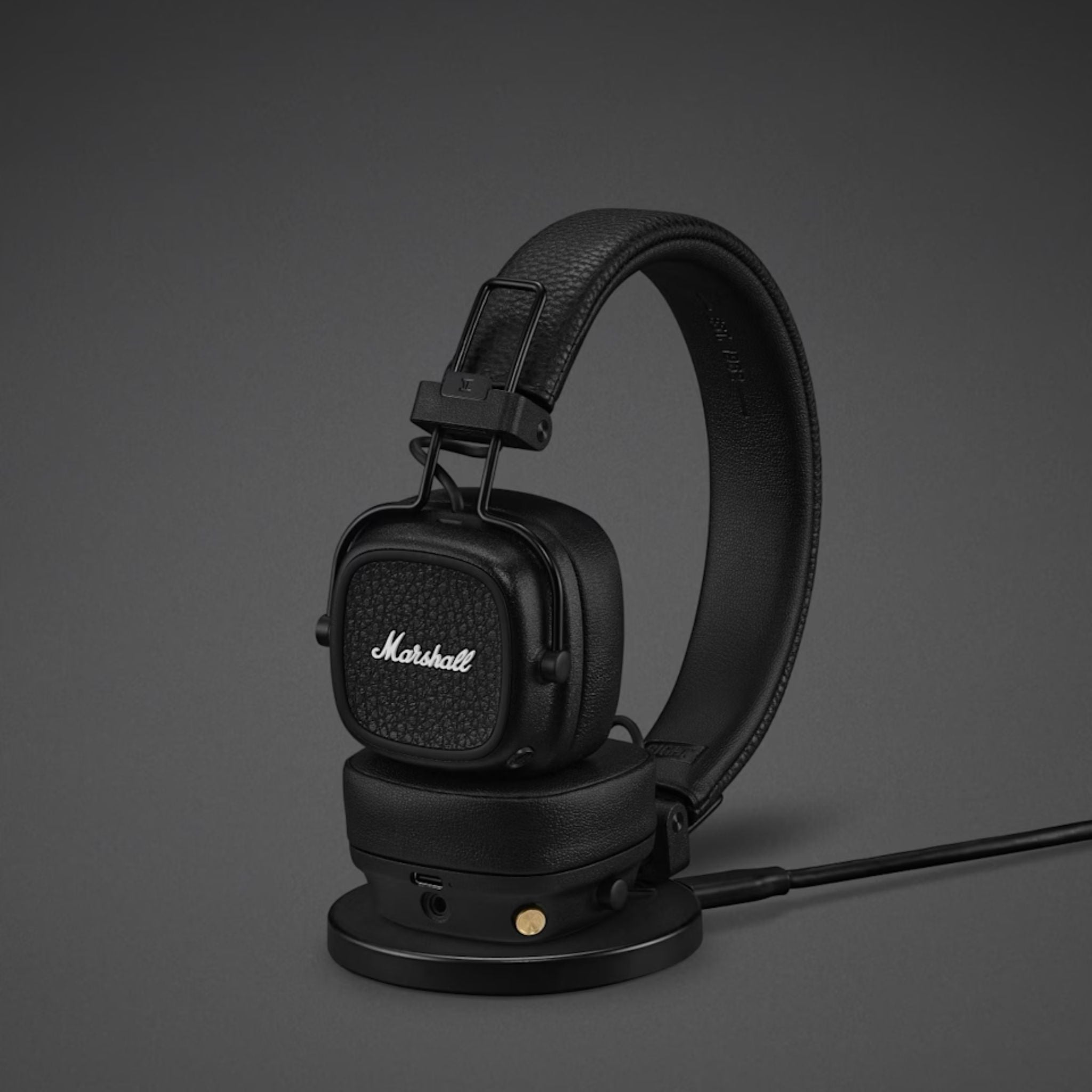 Marshall Major V Wireless On-Ear Headphones with Rugged & Foldable Design, Wireless Charging, 3 Hours Charging Time, Customizable M-Button, Bluetooth Version 5.3, Up to 100 Hours Play Time - Black