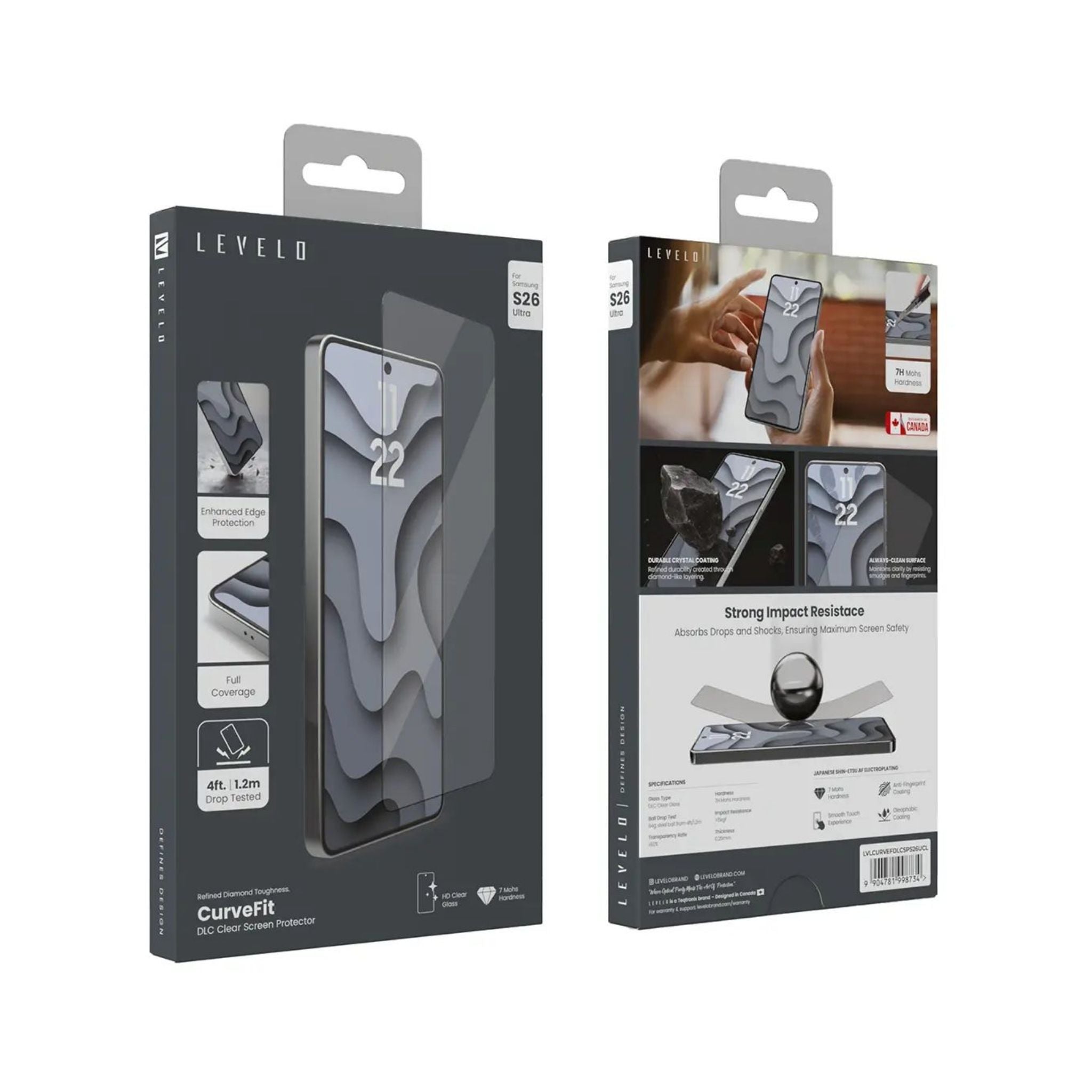 Levelo Curvefit DLC Screen Protector for Samsung S26 Ultra - Clear