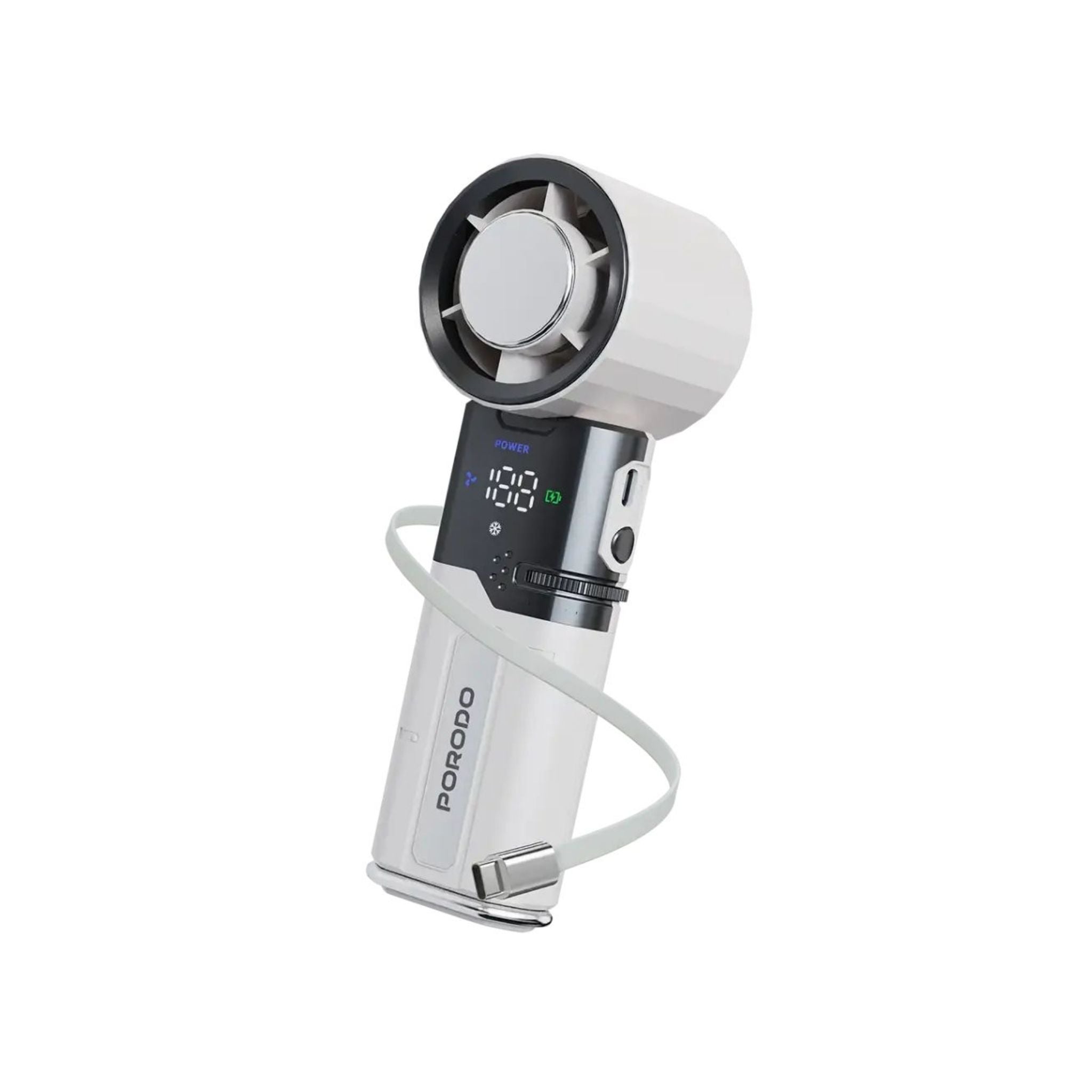 Porodo Lifestyle Chillo Plus Rechargeable Ice Cooling Fan - White