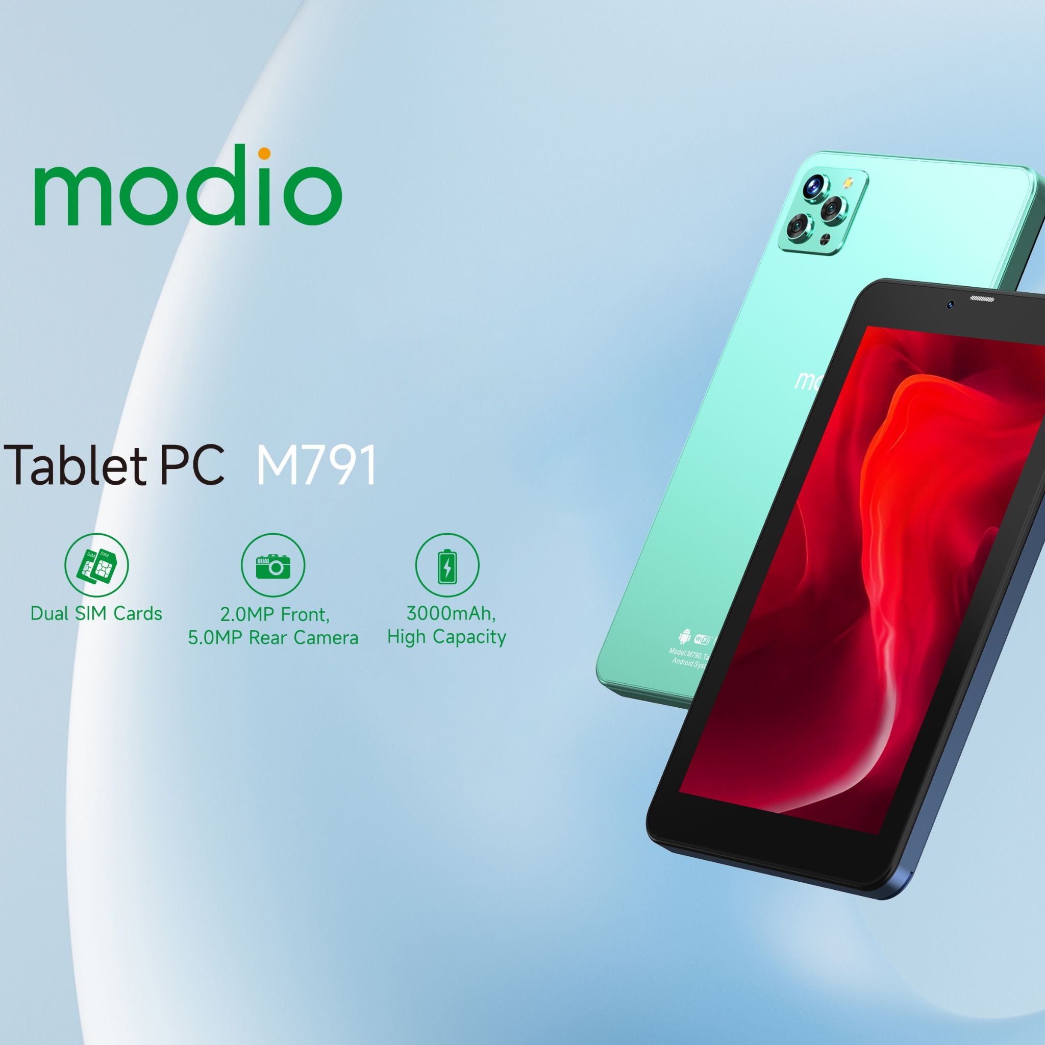 Modio M791 7" 5G Tablet PC, 4GB RAM, 128GB Storage – Blue