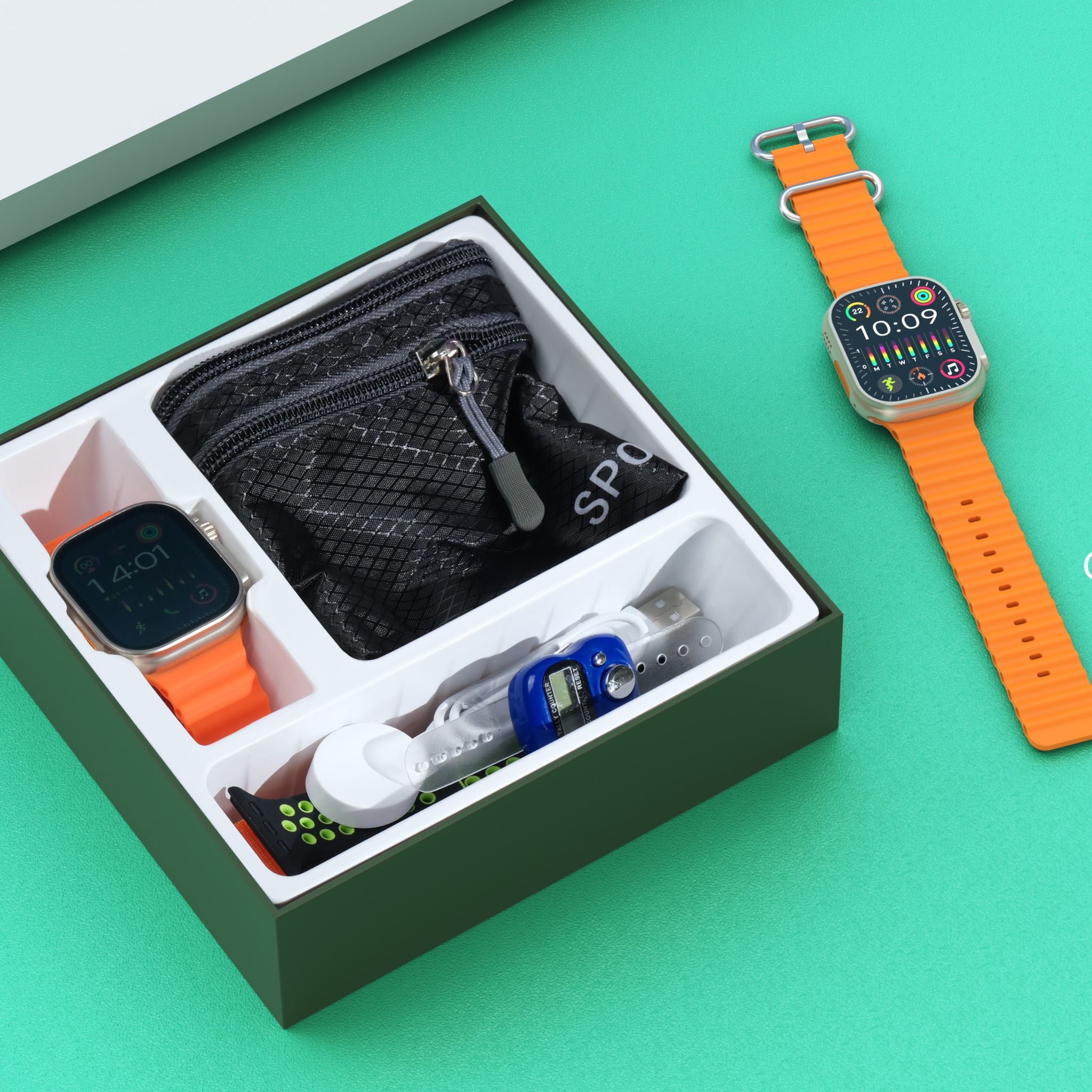 Modio MH-1 Wireless Charging Smartwatch – 2.2" Large Display, 4 Straps Included, Bluetooth 3.0, NFC, Voice Assistant, Built-in Speaker & Mic, Multi-Sport Modes, Health & Fitness Tracking, Waterproof Zinc Alloy Body – Black