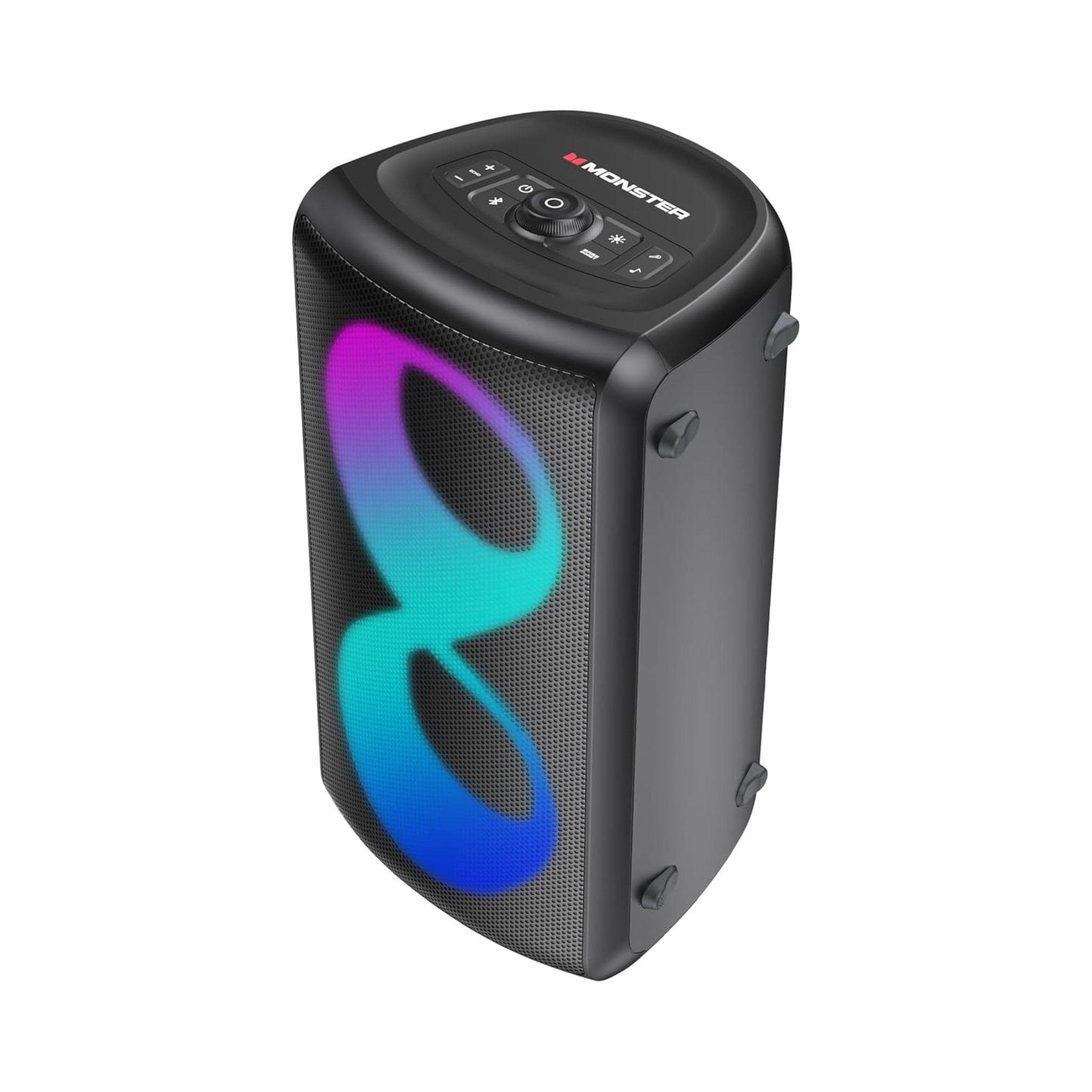 Monster Cycle Speaker with 2 Mics, Bluetooth Version 5.3, IPX4 Water Resistant, Up to 4 Hours Working Time, RGB Color Lighting Effects - Black