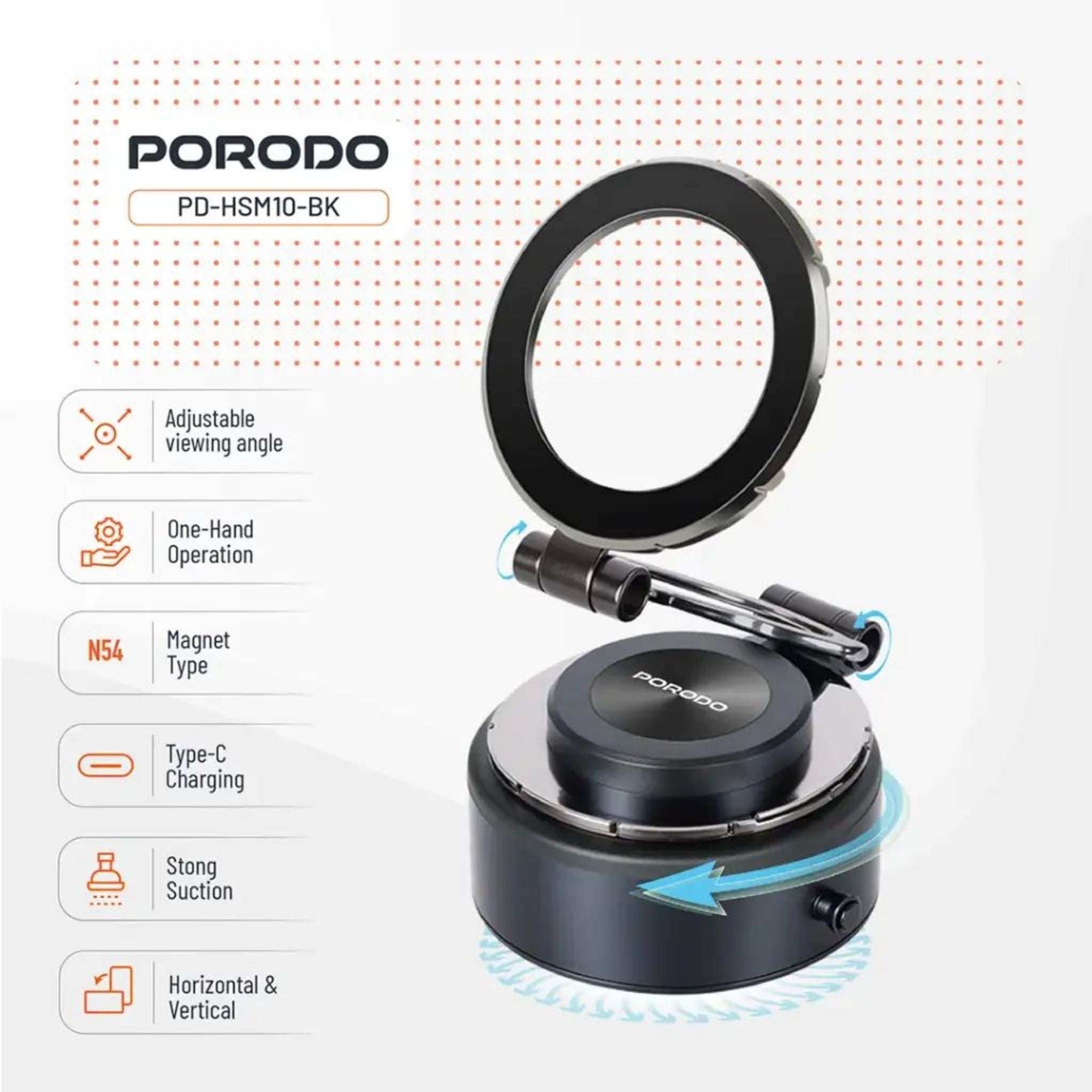 Porodo Vacuseal MagSafe Magnetic Mount - Black