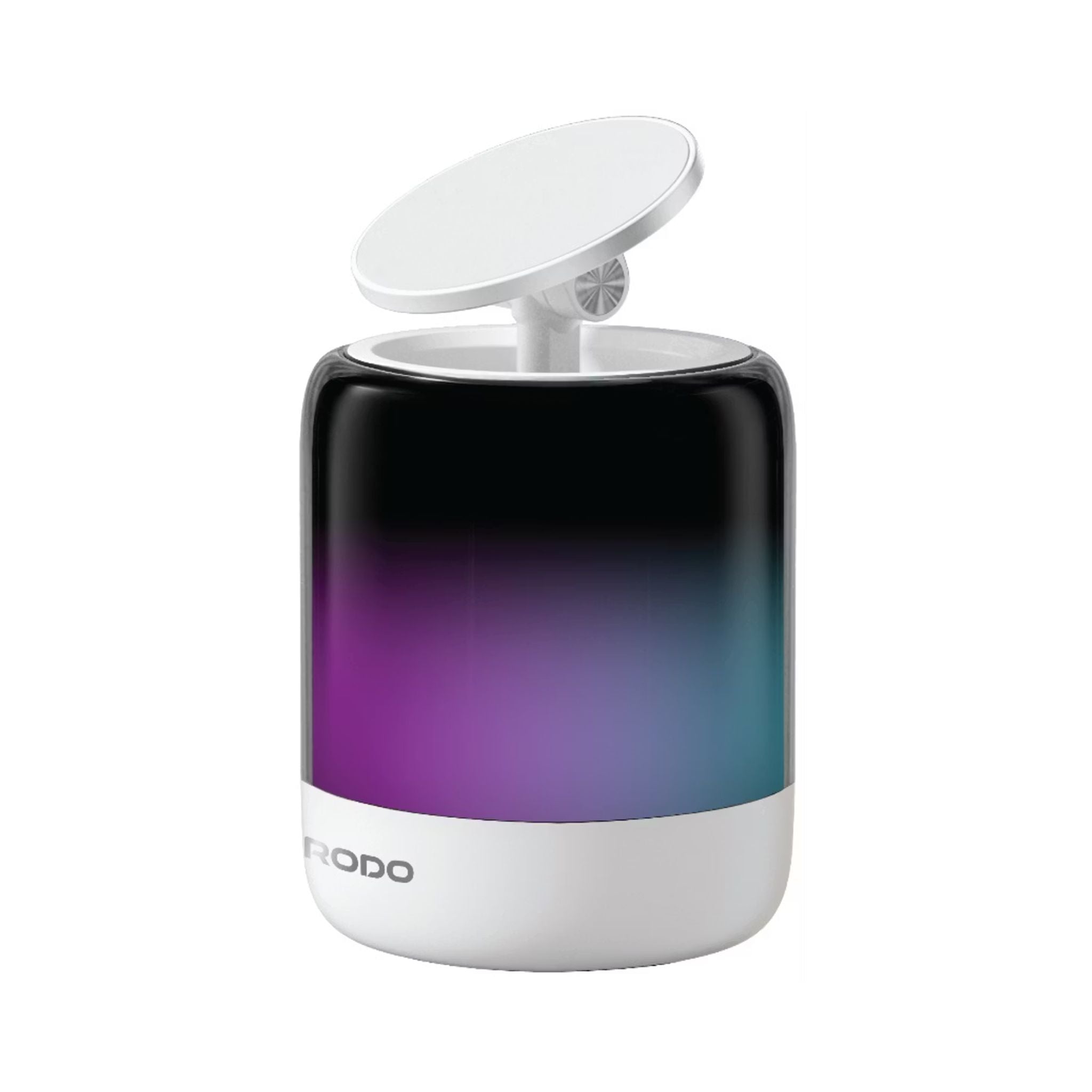 Porodo SyncGlow Speaker & Phone Holder with Rhythmic Lights, 500mAh Battery, Bluetooth Version 5.3, 150 Minutes Working Time, 360° Flexible Rotation, ABS & PC Material, Immersive Sound, 5W Rated Power - White