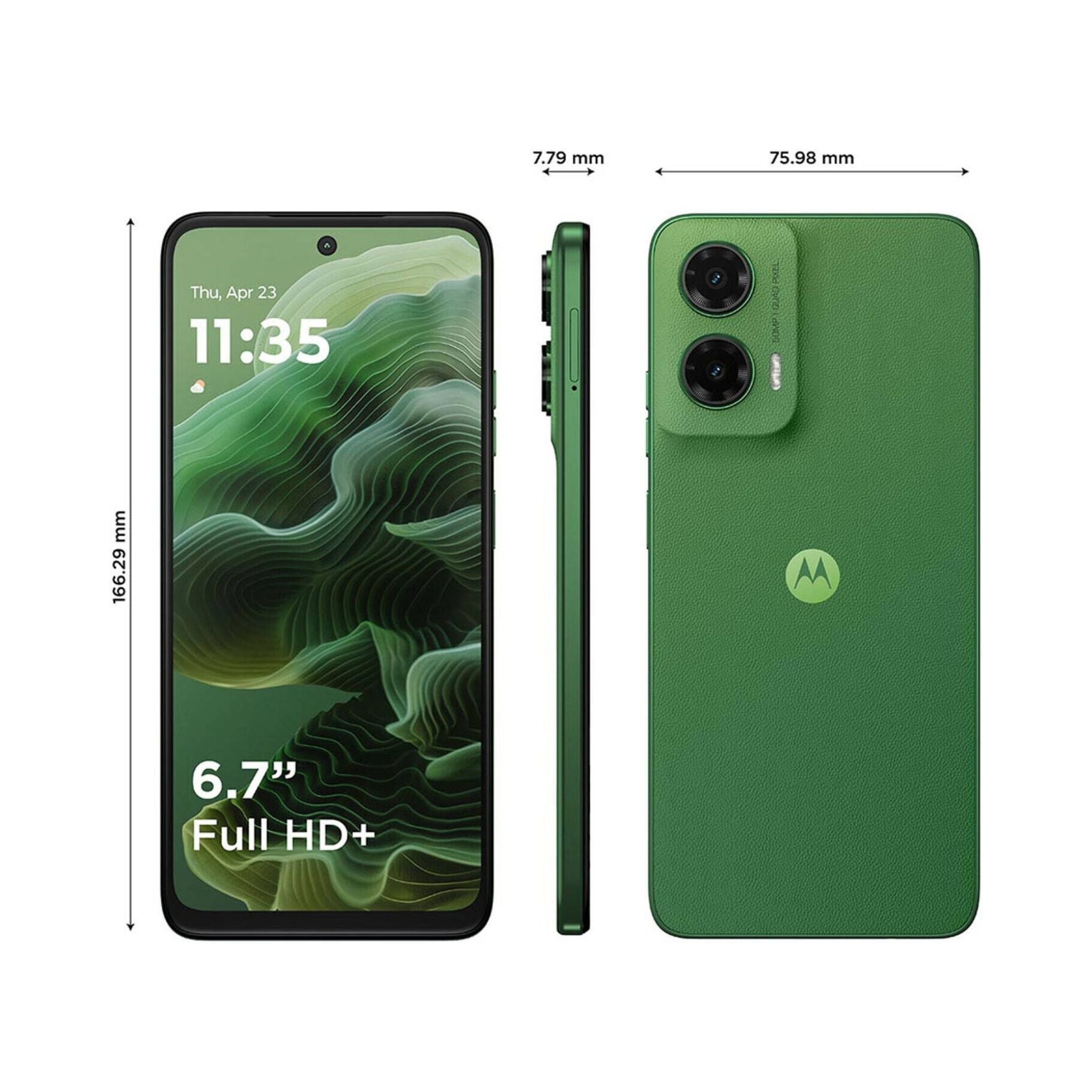 Motorola G35 5G Dual SIM Mobile Phone, 6.72" FHD+ LCD 120 Hz Display, UNISOC T760 Processor, 8GB RAM, 128GB ROM, 5000mAh Battery, Android 14 OS, , Leaf Green