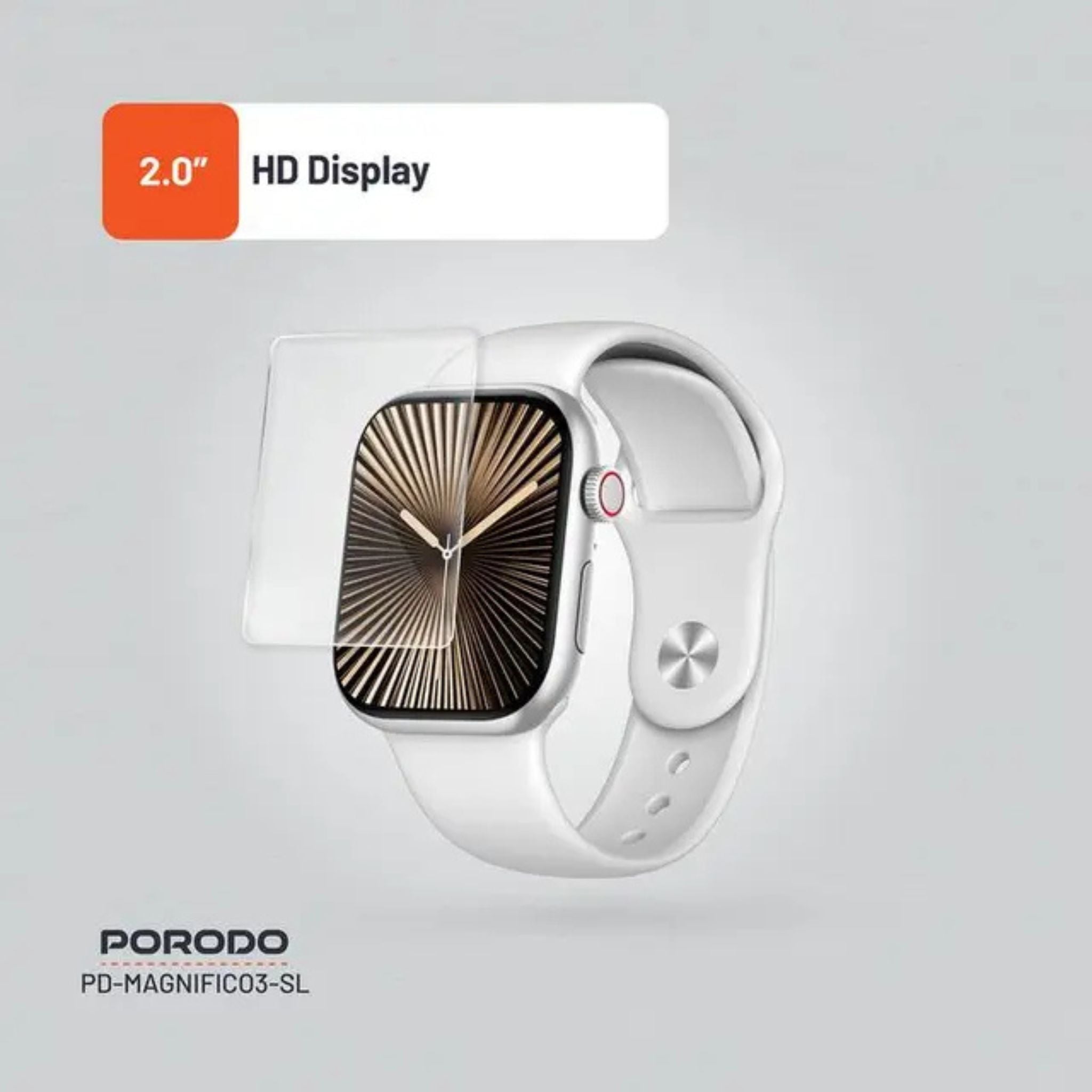 Porodo Magnifico 3 Smart Watch with Dual Straps, Up to 5 Days of Working Time Activity Tracker & Health Monitoring, Music Control, Apps Notification, Camera Shutter, Multiple Sports Mode - Silver