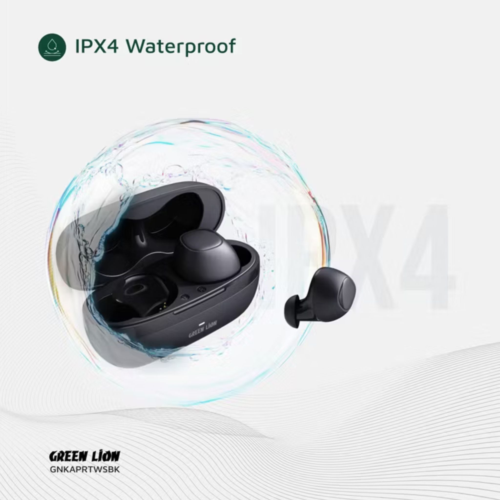 Green Lion Kaprun True Wireless Earbuds with Environmental Noise Cancellation, Up to 7 Hours of Playtime, 5.3 Bluetooth Version, IPX4 Waterproof, In-Ear Design - Black