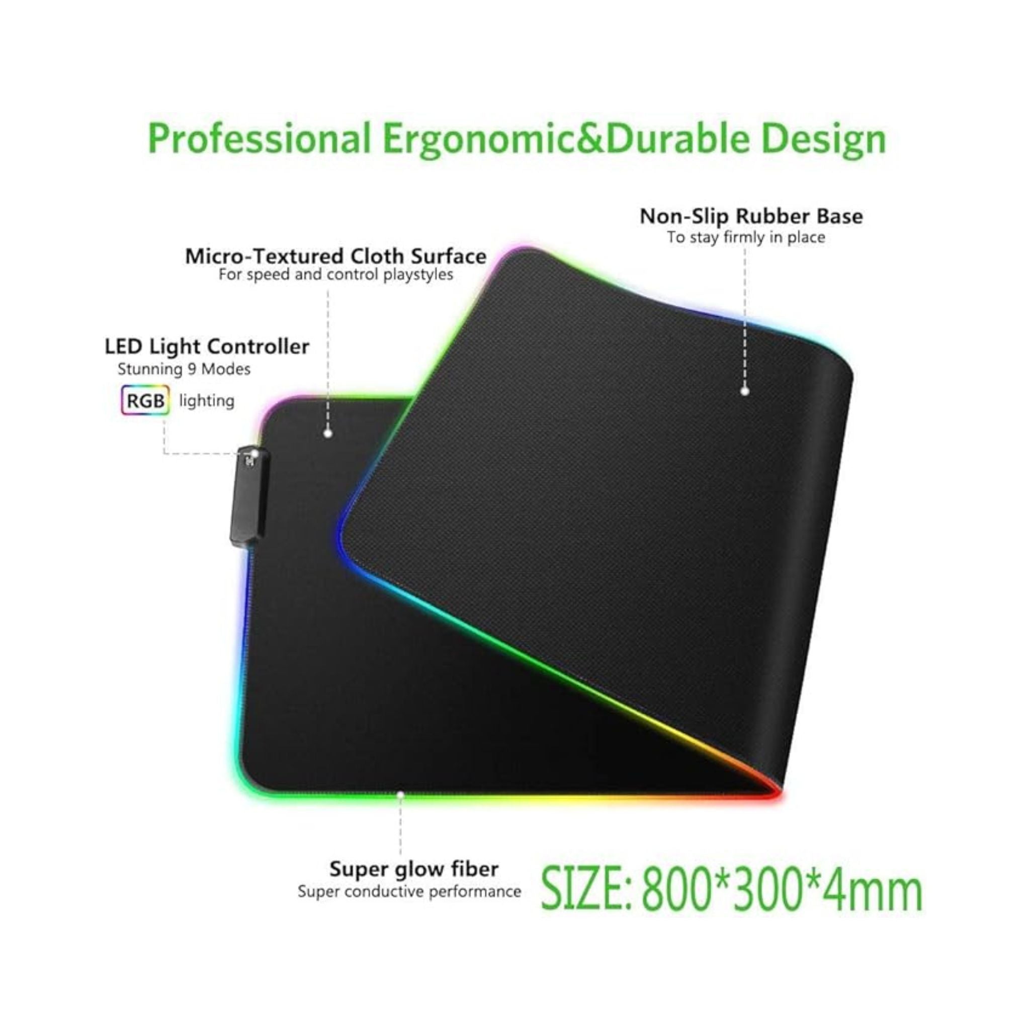 RGB Gaming Mouse Pad, Extra-Large Soft LED Extended Mouse Pad with 10 Lighting Modes, Anti-Slip Rubber Base – FG0313 (B07QNDFV1V)