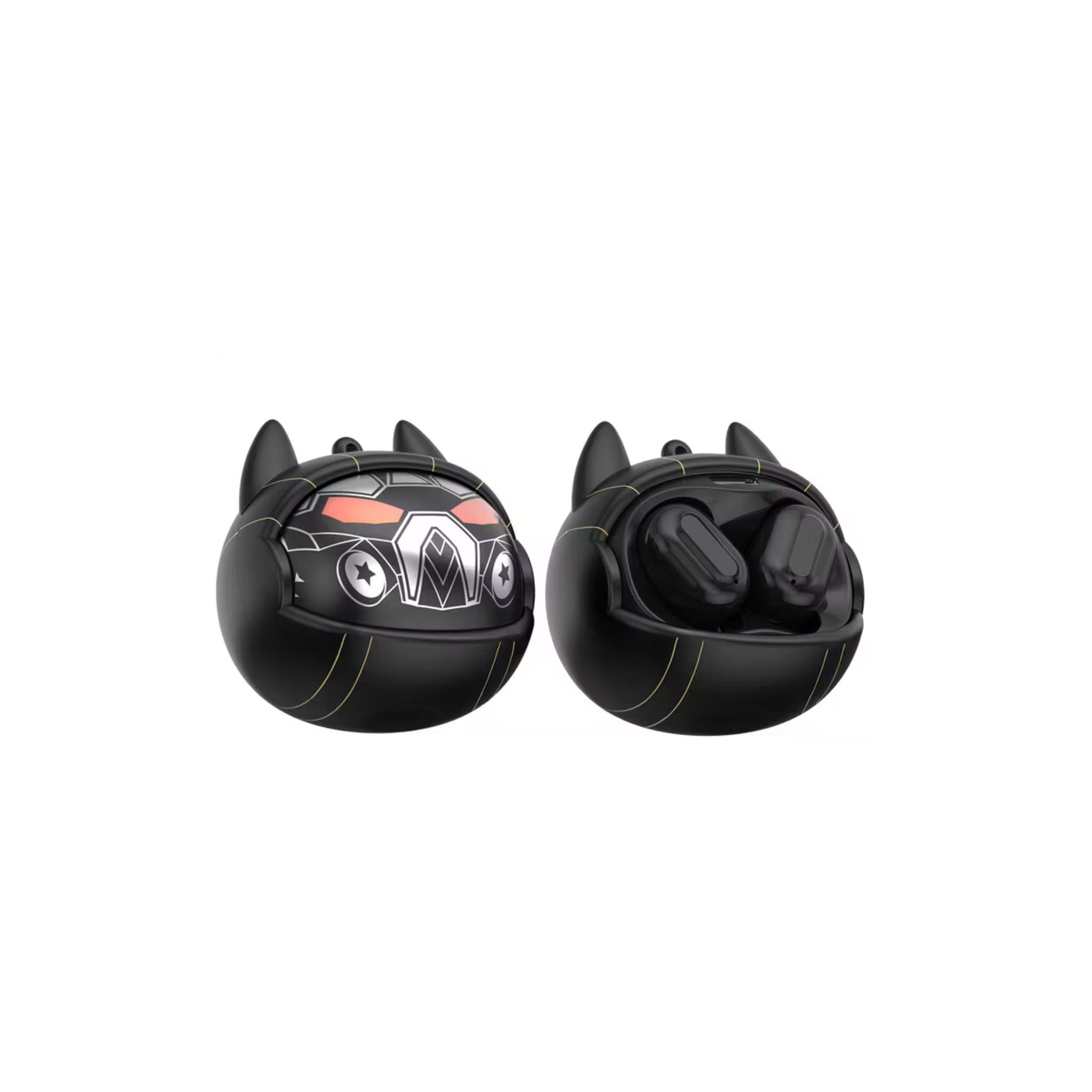 Green Lion Shadow Beats True Wireless Earbuds with 3 Custom Faces, Hanging Chain Included, Clear Call Quality, Voice Assistant, Touch Control - Black