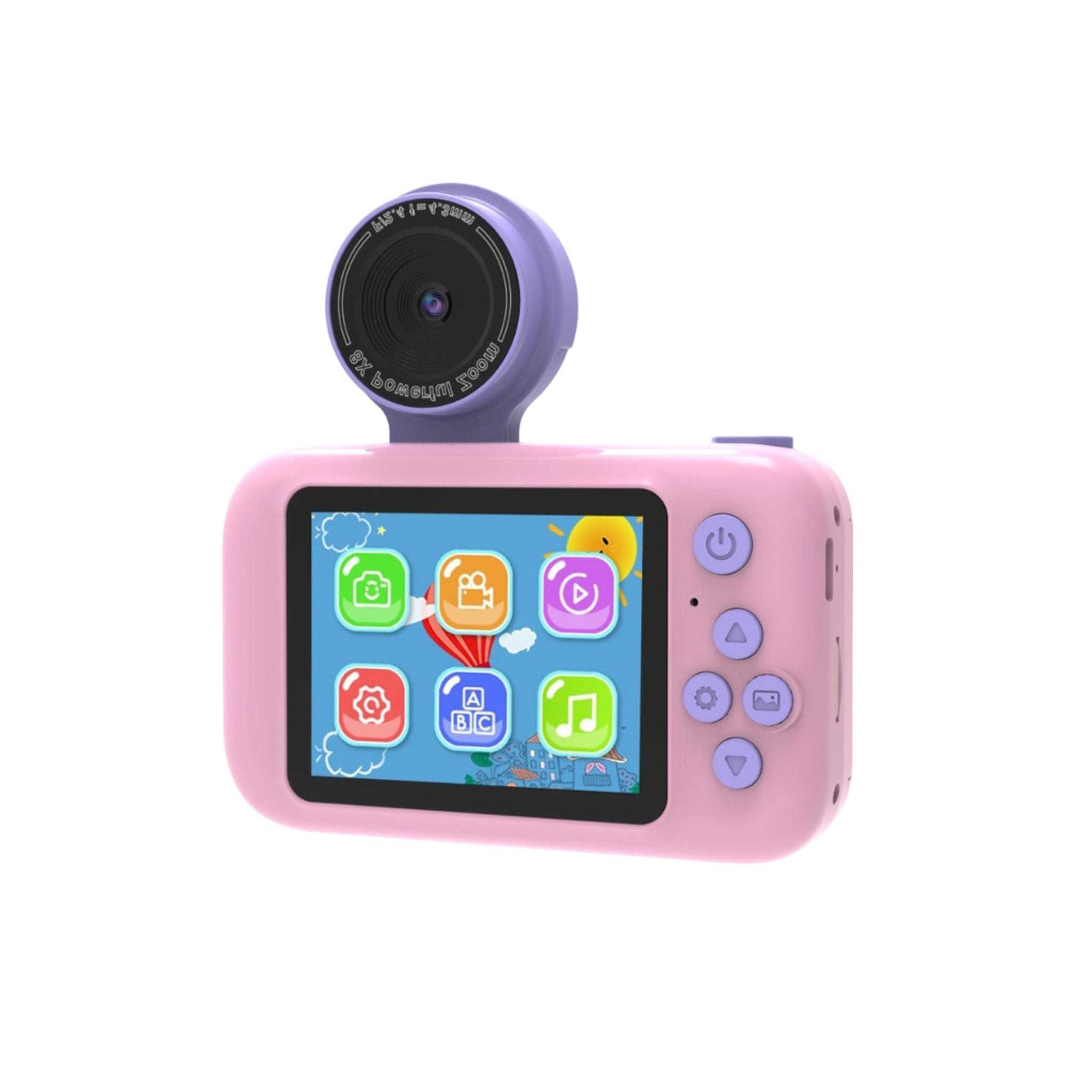 Porodo Lifestyle Kids Flip Digital Camera, 2.4" Screen, 12MP Photos (Up to 48MP), 1080P Video, 180° Flip Lens, 5 Color Filters, 1000mAh Battery, Type-C Charging, Up to 4H Use, Micro SD Support up to 32GB, Tripod Included – Pink