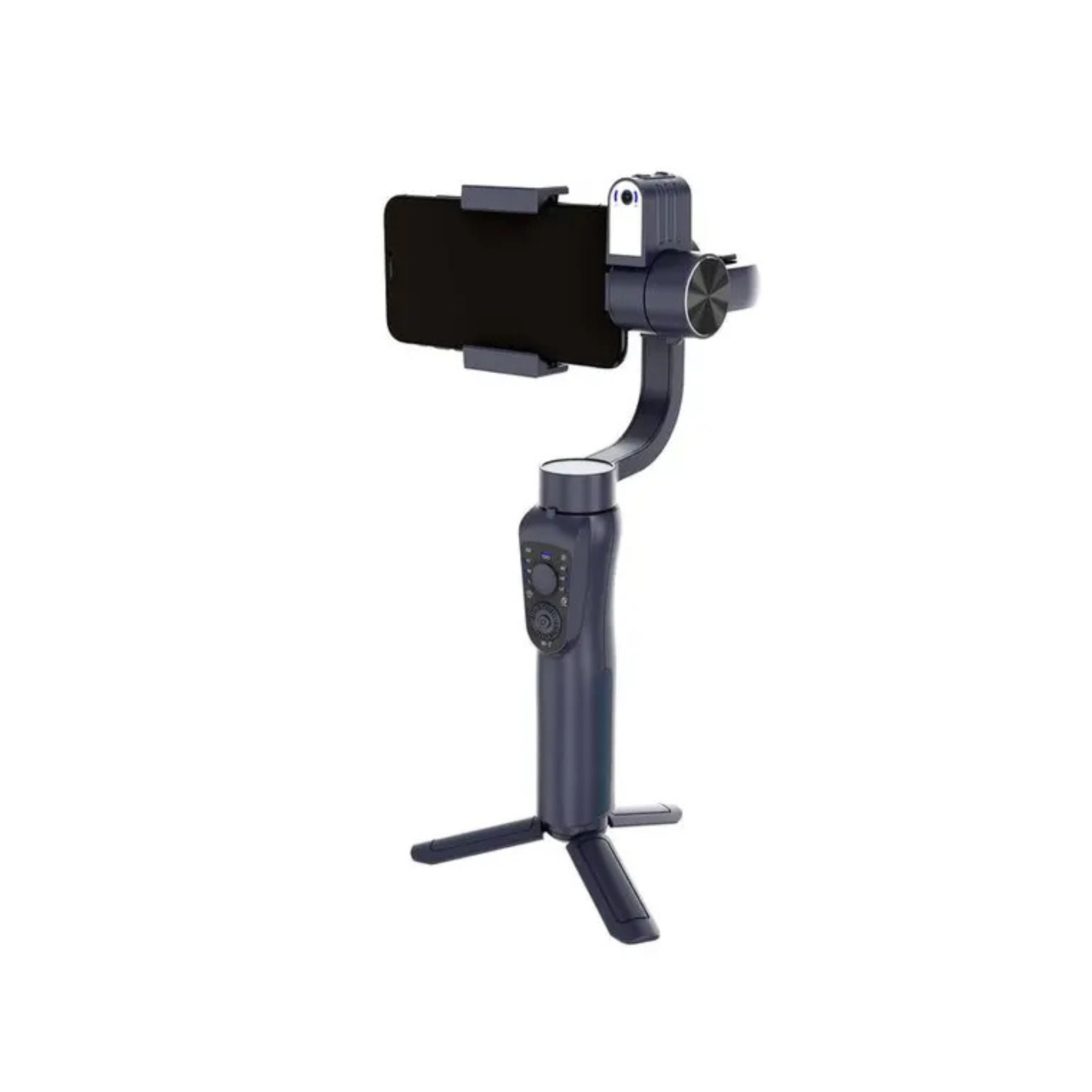 Porodo 3-Axis AI Tracker & Light Gimbal Stabilizer with Built-In Tripod, Object Tracking, Power Bank Function, 210 Minuets Charging Time - Black
