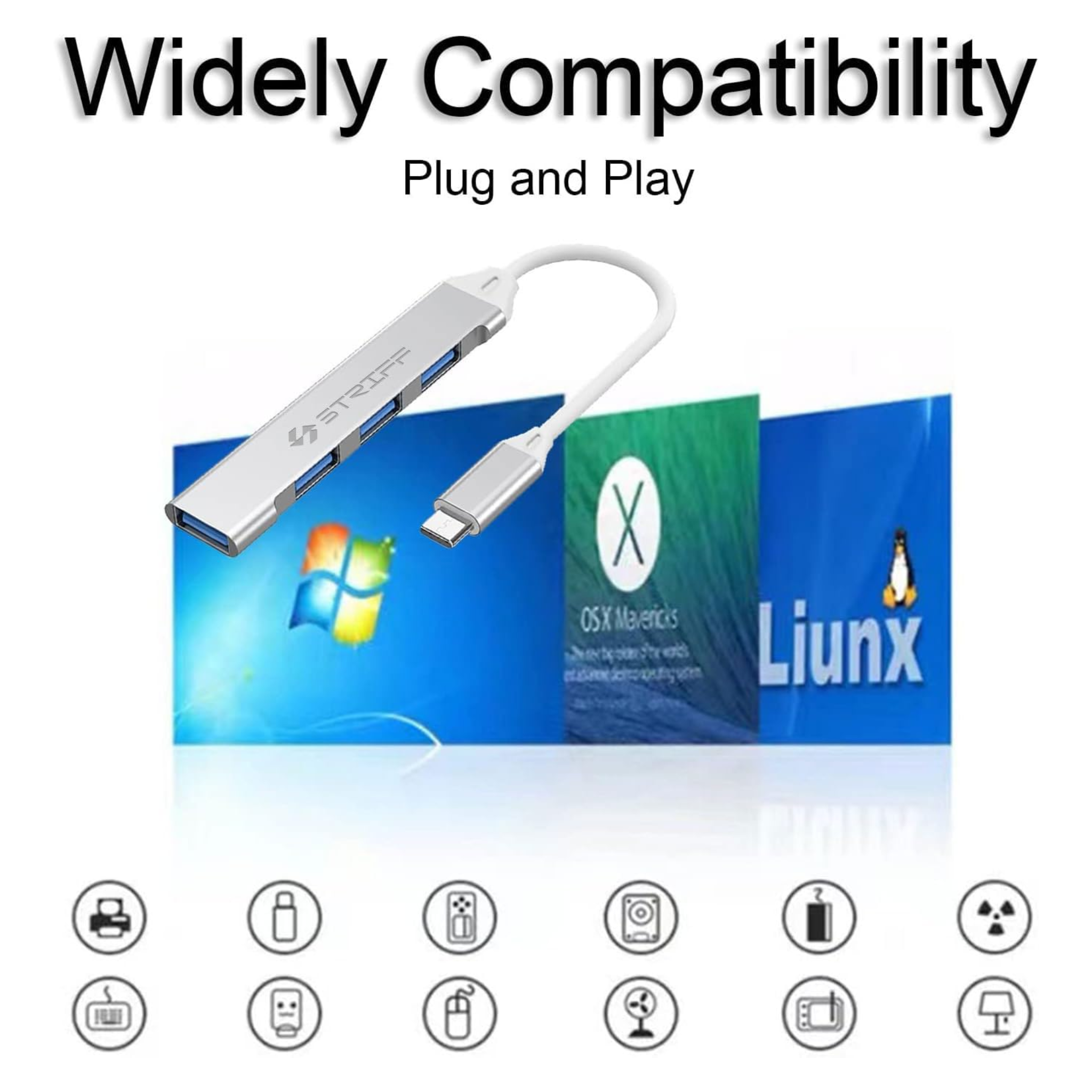 Tingz Type-C Smart Hub (4-in-1) is a USB-C to USB-A Adapter - Silver