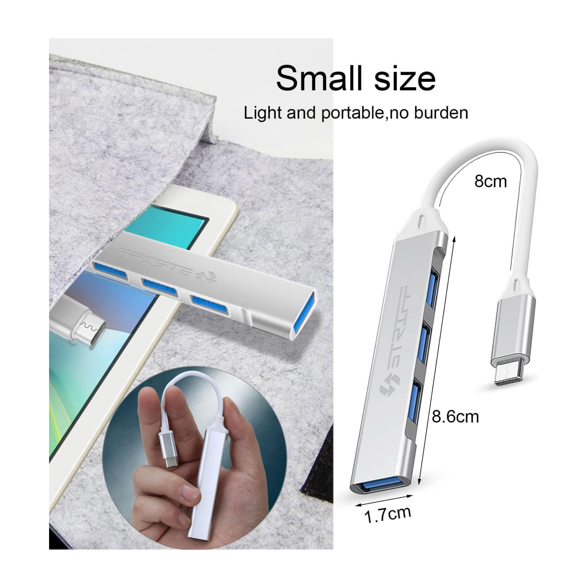Tingz Type-C Smart Hub (4-in-1) is a USB-C to USB-A Adapter - Silver
