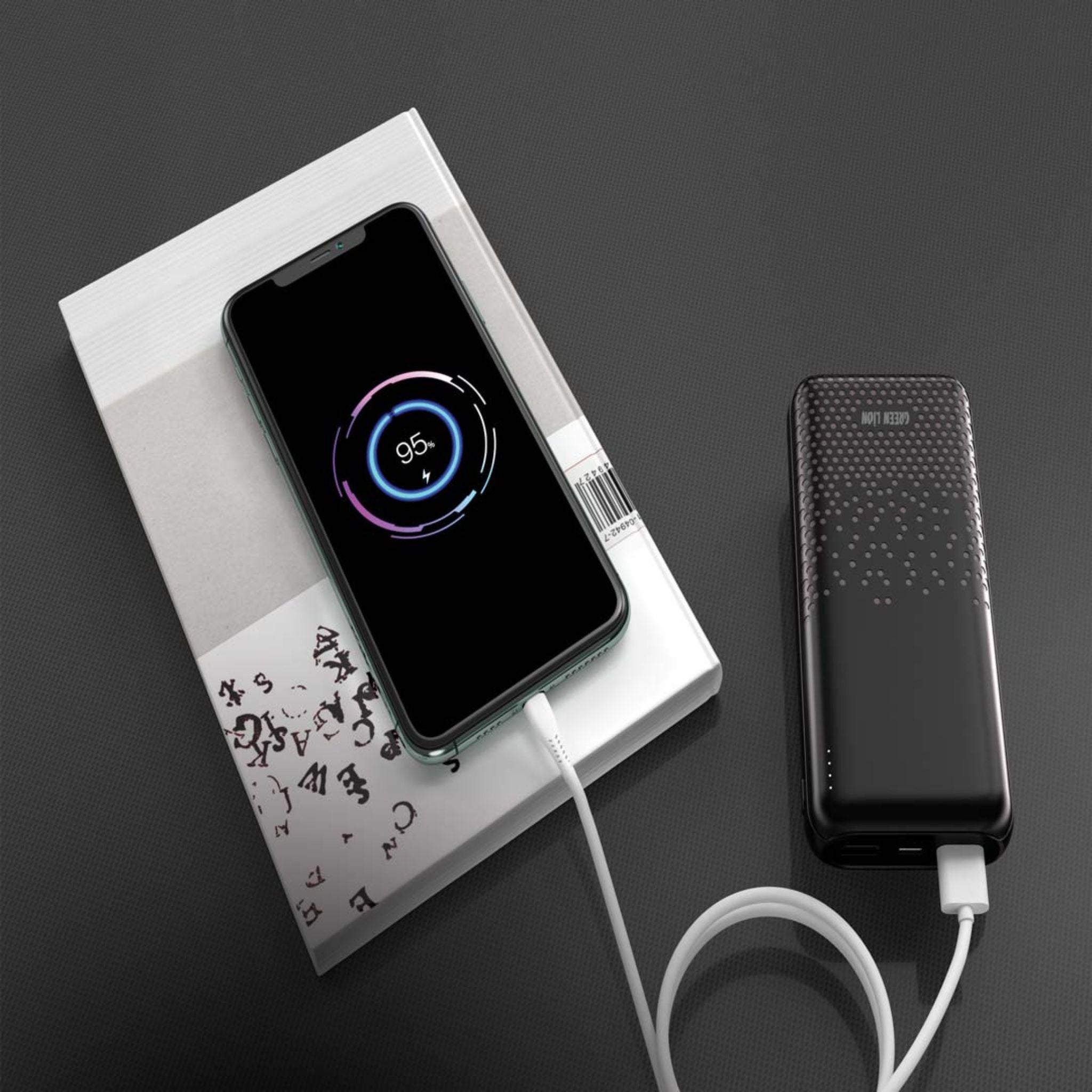 Green Lion Rome 10000mAh Power Bank, Compact & Lightweight Design, 20W Power Delivery, Fast Charge, 2 × USB-A & Type-C Output, Type-C & Micro Input - Black