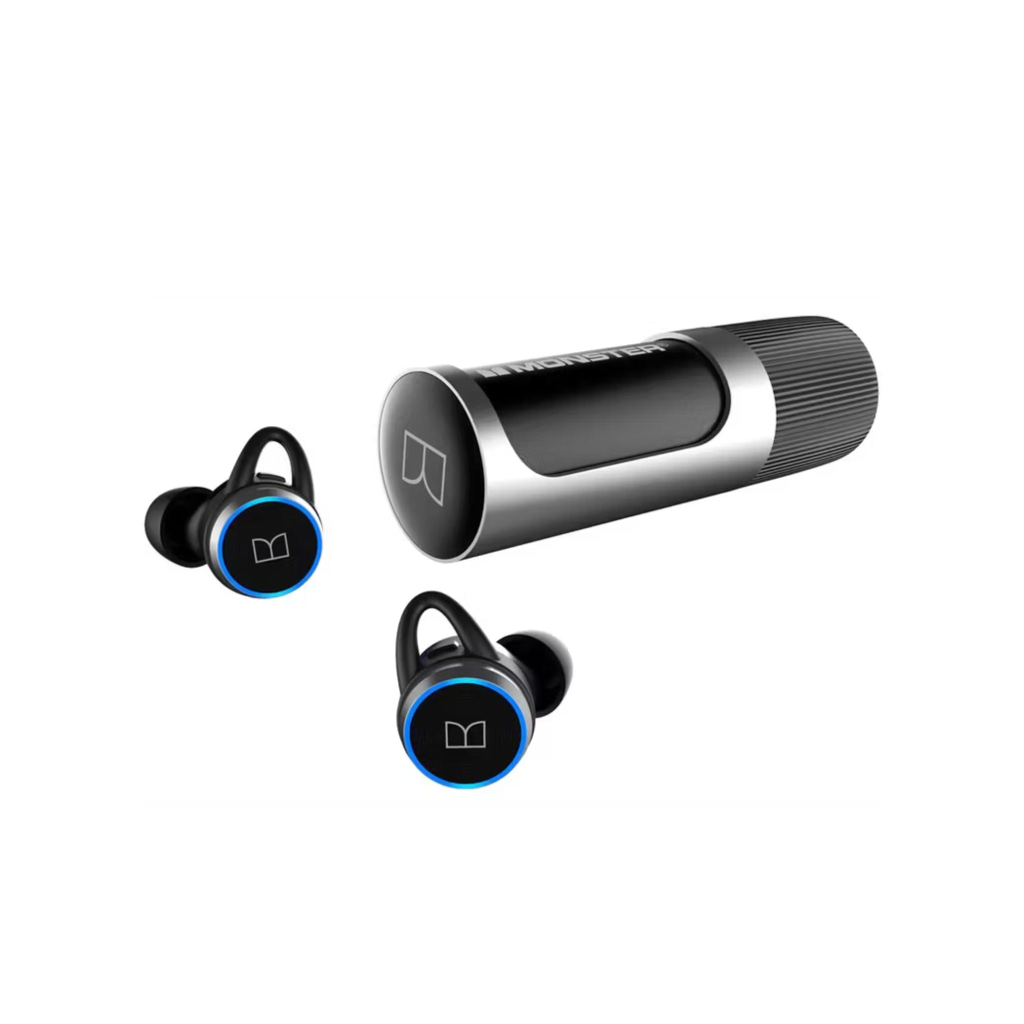 Monster Clarity 101 AirLinks Wireless Earbuds, Bluetooth Version 5.0, Type-C Charging Port, 360° Rotatable Charging Case, Touch Control, 60 Hours Battery Life - Black