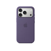 Purple phone case with Apple logo on a white background