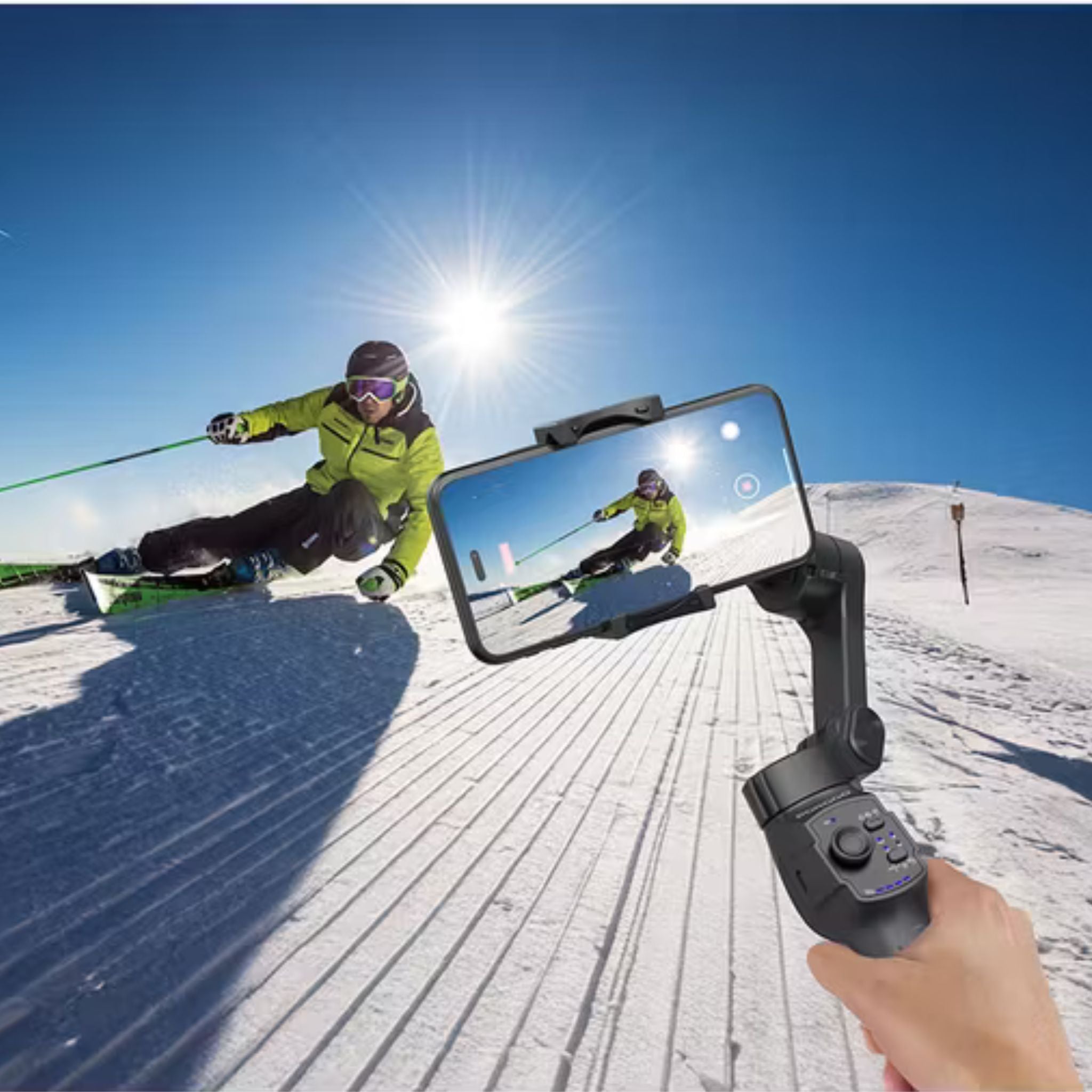 Porodo 3-Axis Gimbal with Stabilizer Magnetic Fill Light, Smart Live Tracking, Long Battery Life, One-Key Angle Switch, 780 Minutes Working Time - Black