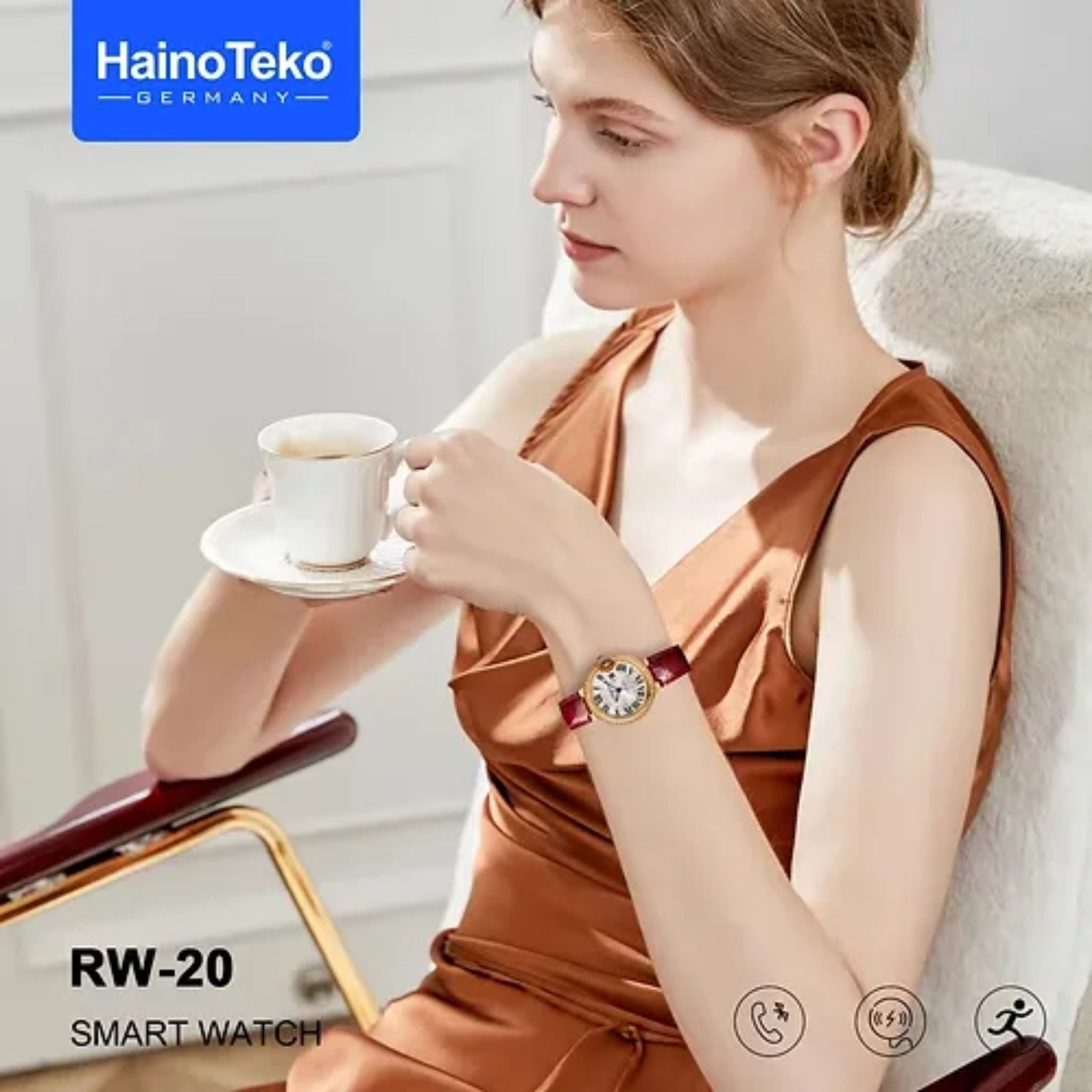 Haino Teko Smartwatch with Two set strap for women's and Girls (RW-20-Red&Black)