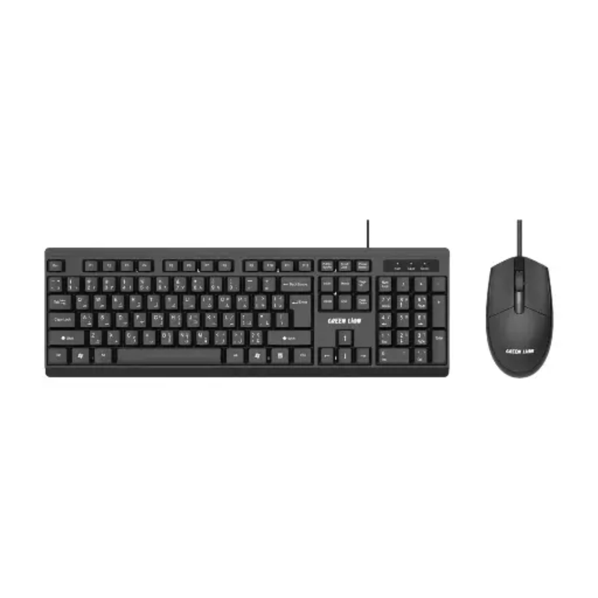 Green Lion GKM-100 Wired Keyboard and Mouse Combo USB Connection 1000 DPI Mouse ABS Durable Build 1.5m Cable 8 Million Keystroke Life Non-Slip Base Wide Compatibility Ergonomic Design for Office Home and Gaming - Black