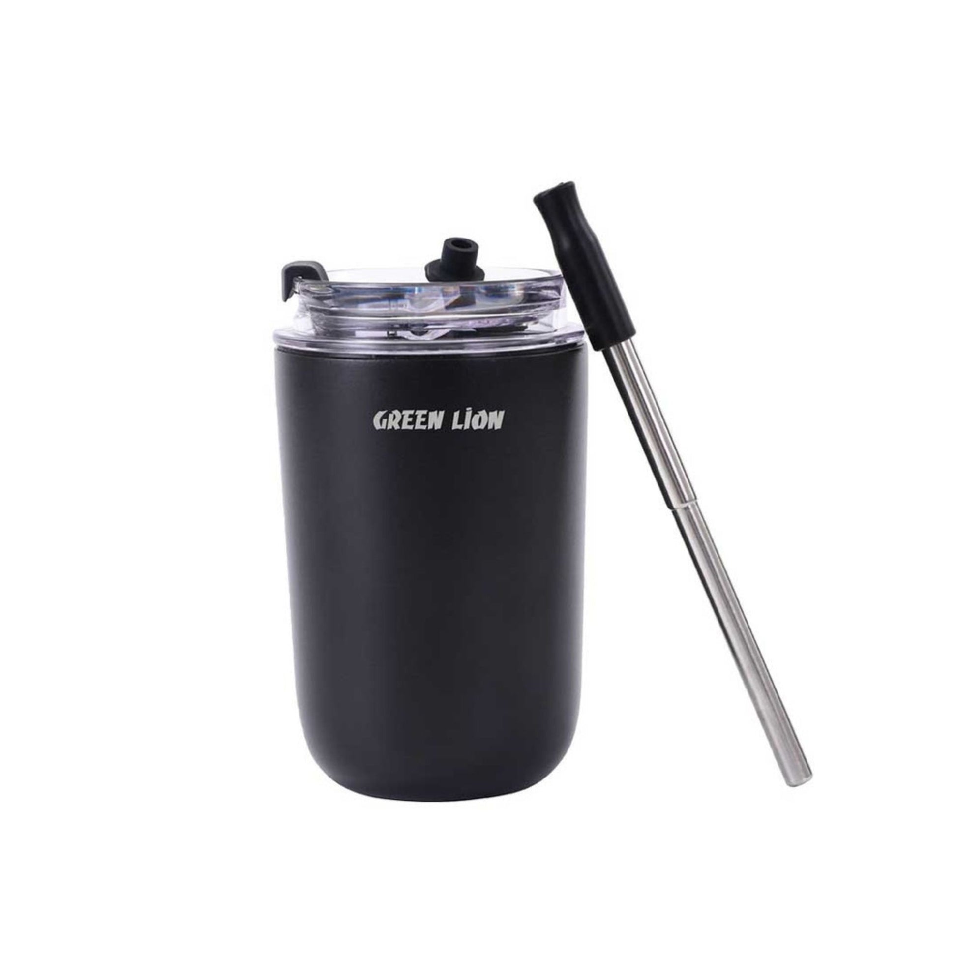  Vacuum Travel Mug Lite, 280 mL Capacity, Keeping Hot for 6 Hours and Cold for 12 Hours, Food Grade Silicone Straw, Food Grade Stainless Steel Cup - Black