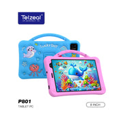 Telzeal P801 Kids Tablet 8-Inch Android 13 with 8GB RAM 512GB Storage, Dual SIM, Dual Camera, 5000mAh Battery | Educational Tablet for Kids with Stylus & Protective Case – Blue