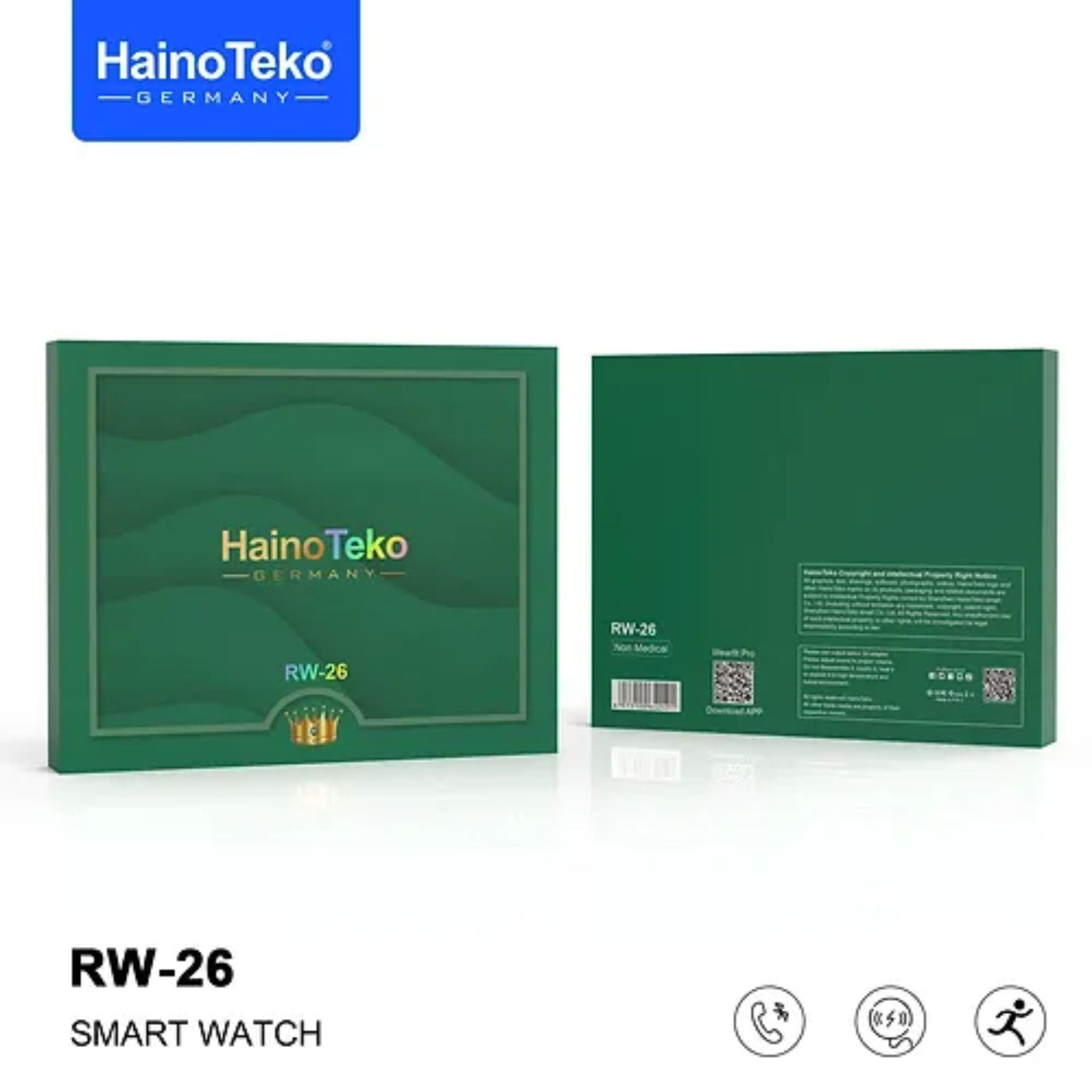 Haino Teko RW-26 Round Smartwatch with stylish King Bracelet for Mens-Black