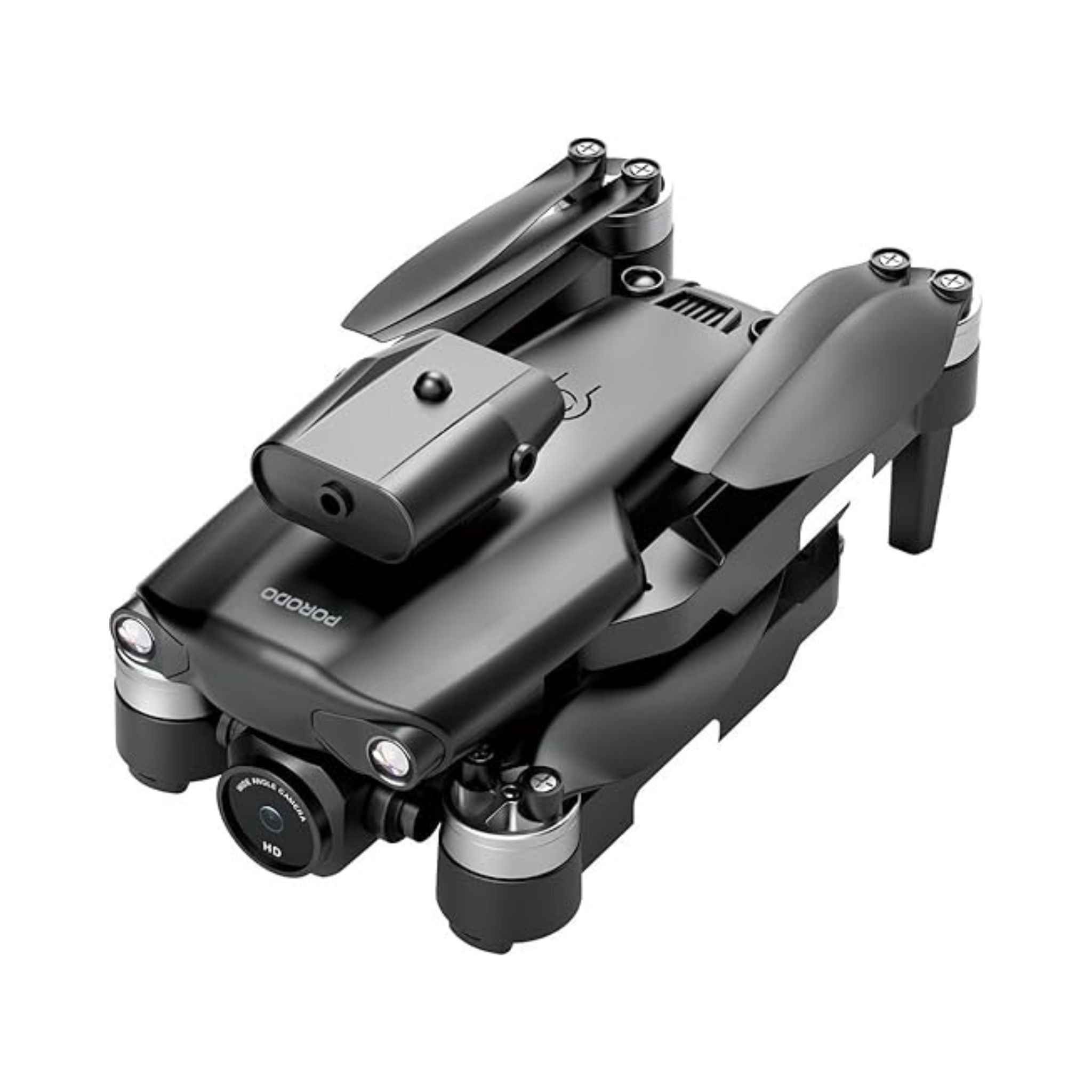 Porodo R/C  Folding Drone With Brushless Motor and Infrared Obstacle Avoidance,50M Height,7KM/H Max Speed Suitable for Kids & Adult,Fast-Charge Tech,Versatile & Compact,6-Axis Gyro Stabilizer,360˚ Flip- Black